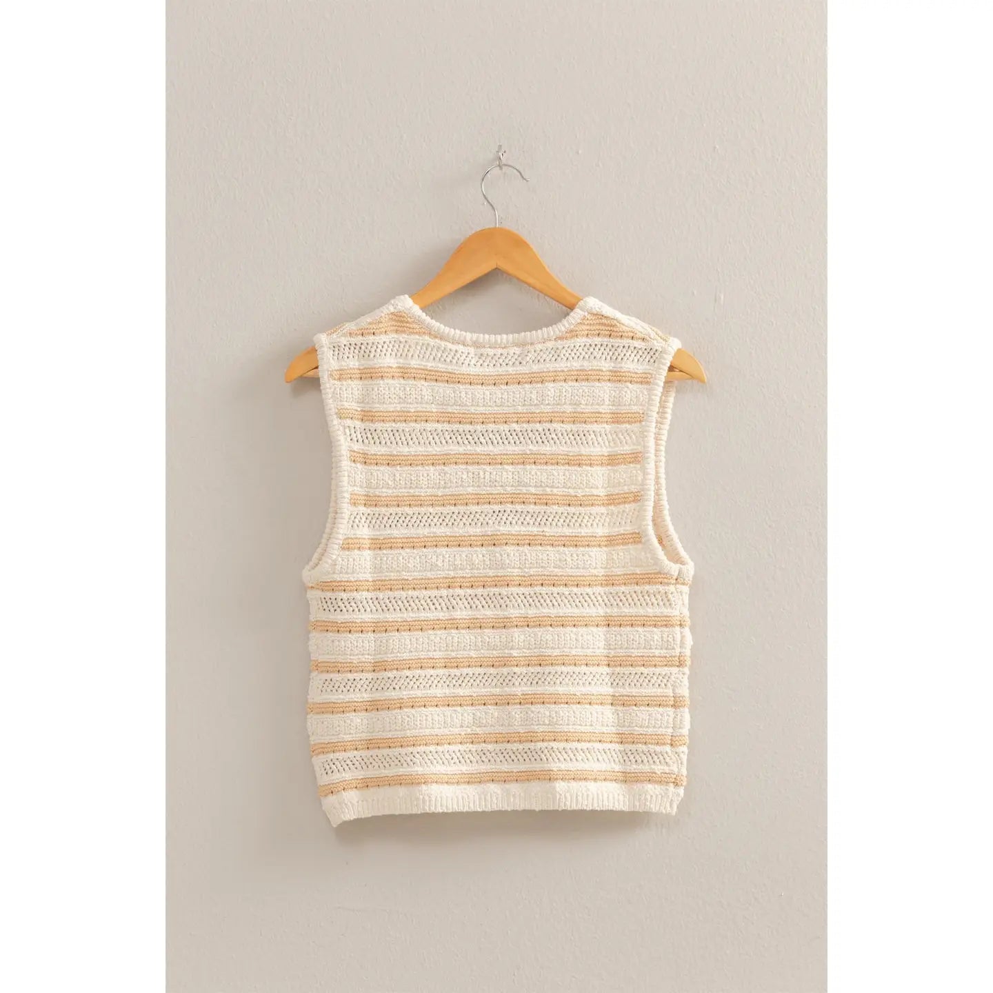 Striped Buttoned Sleeveless Ves