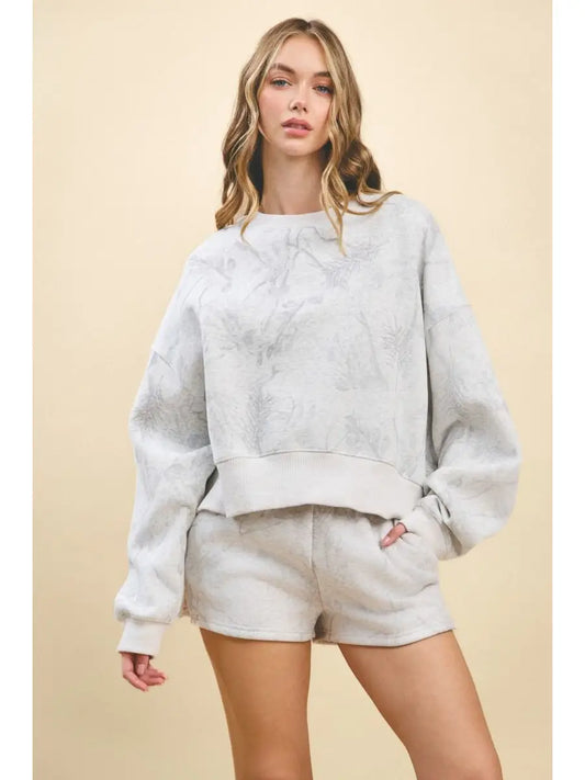 Camouflage Print Dropped Shoulders Sweatshirt