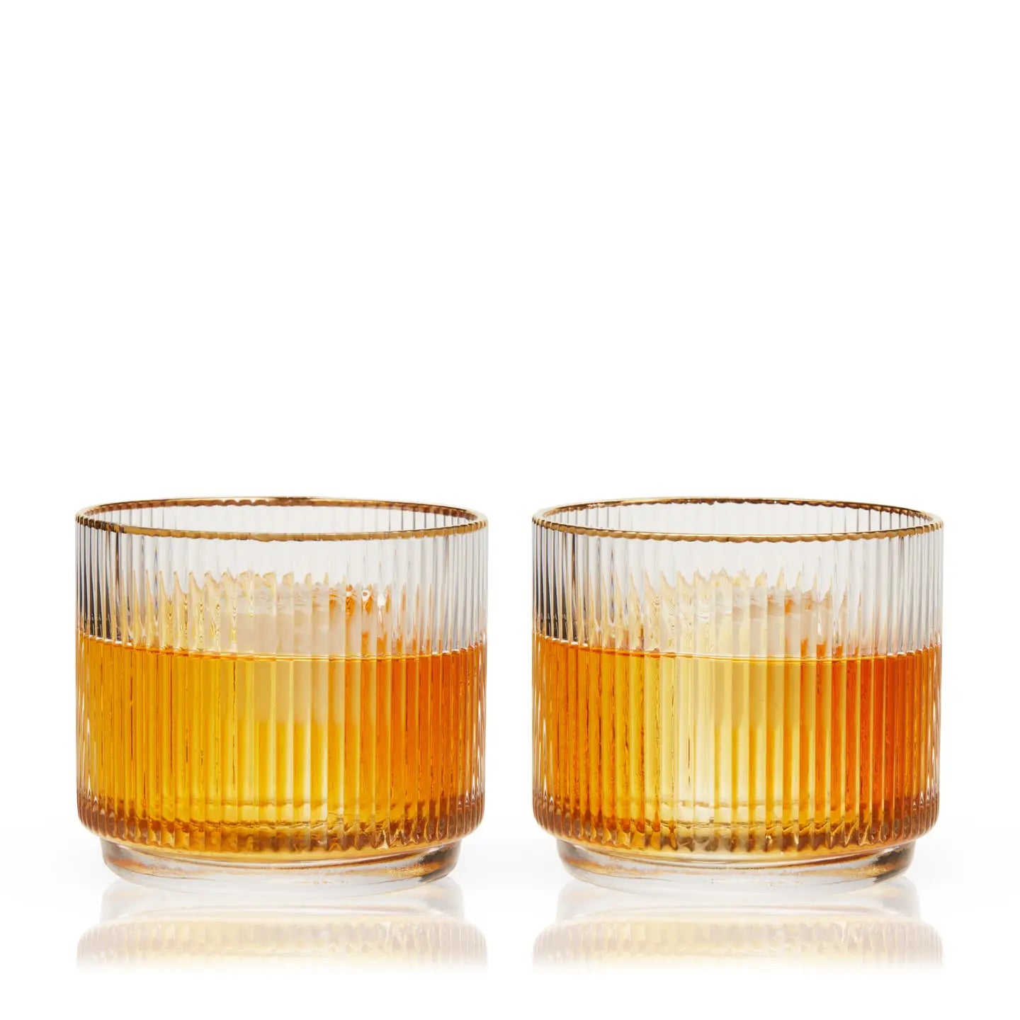 Meridian Crystal Gold Rimmed Lowball Tumblers, Set of 2