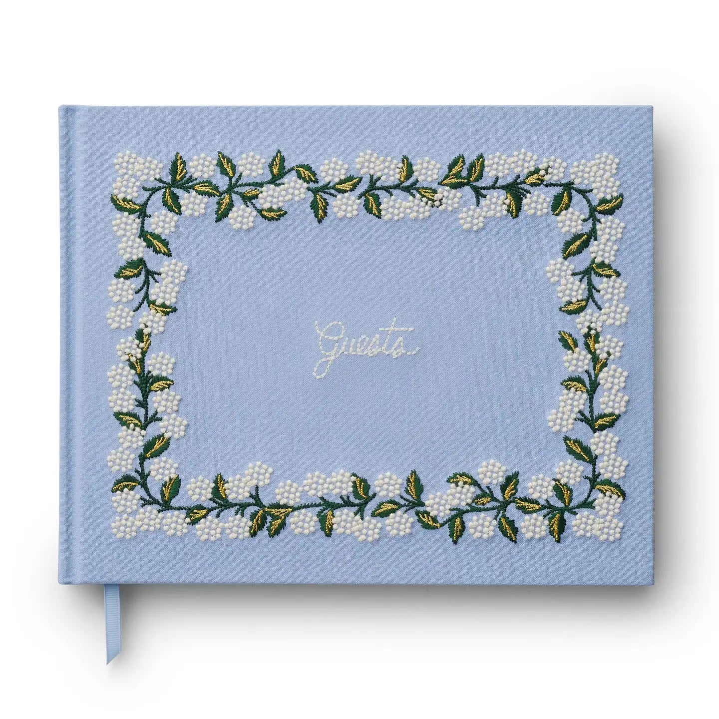 Hydrangea Embroidered Fabric Guest Book