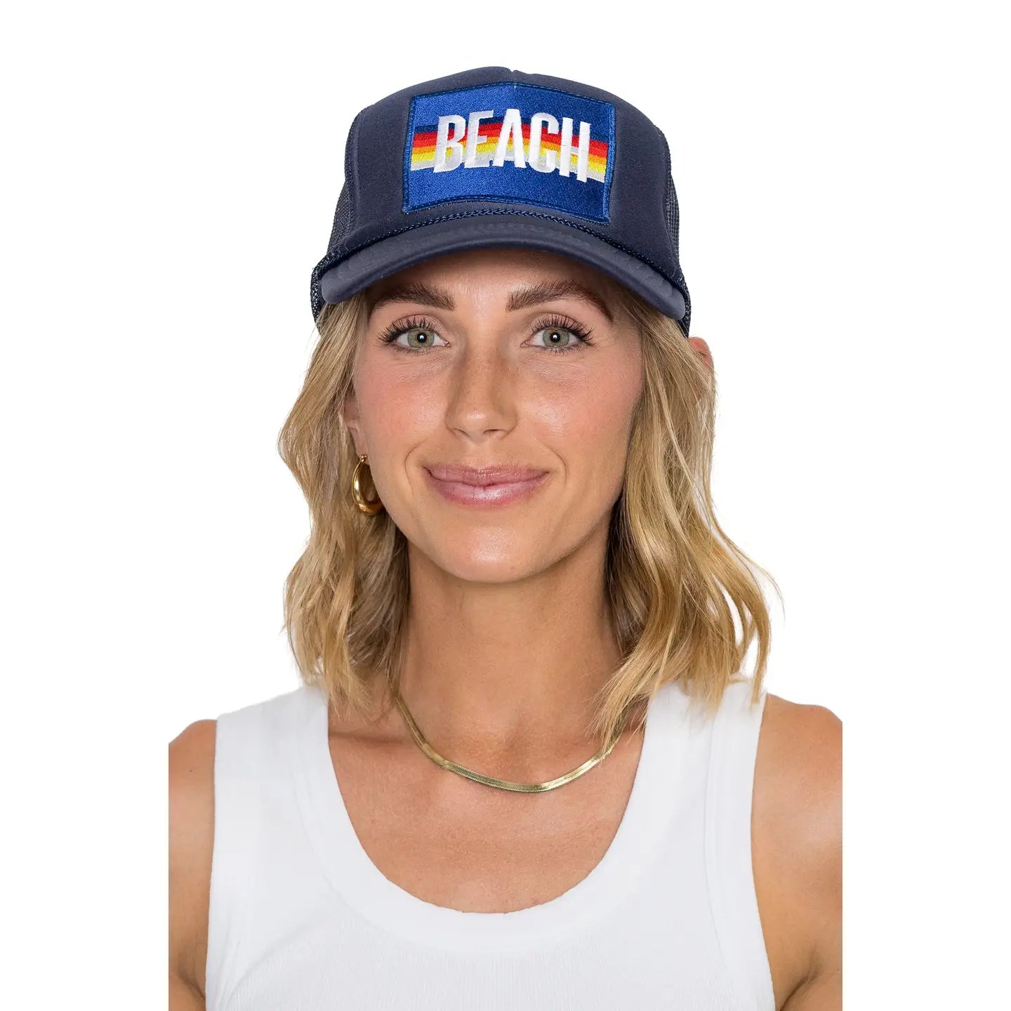 Beach Trucker Hat in Navy