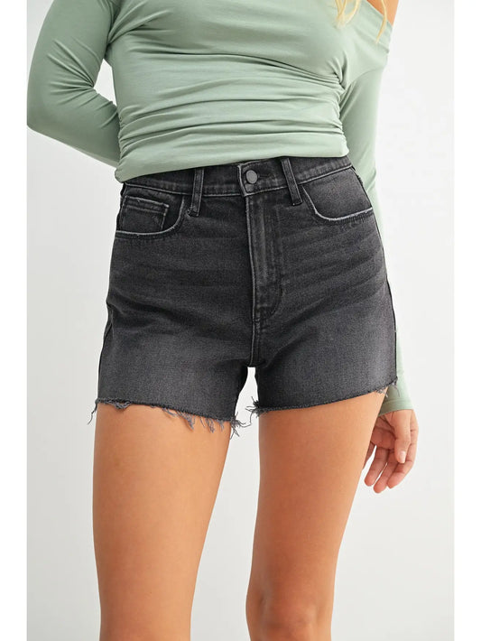 Black Denim Soft & Stretchy High Rise Short