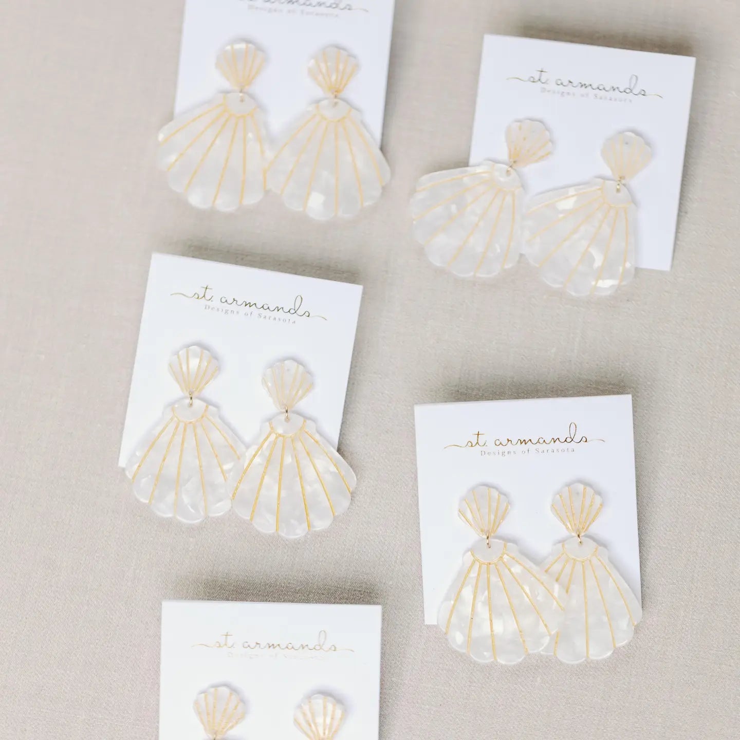 White Tortoise Statement Shell Earrings