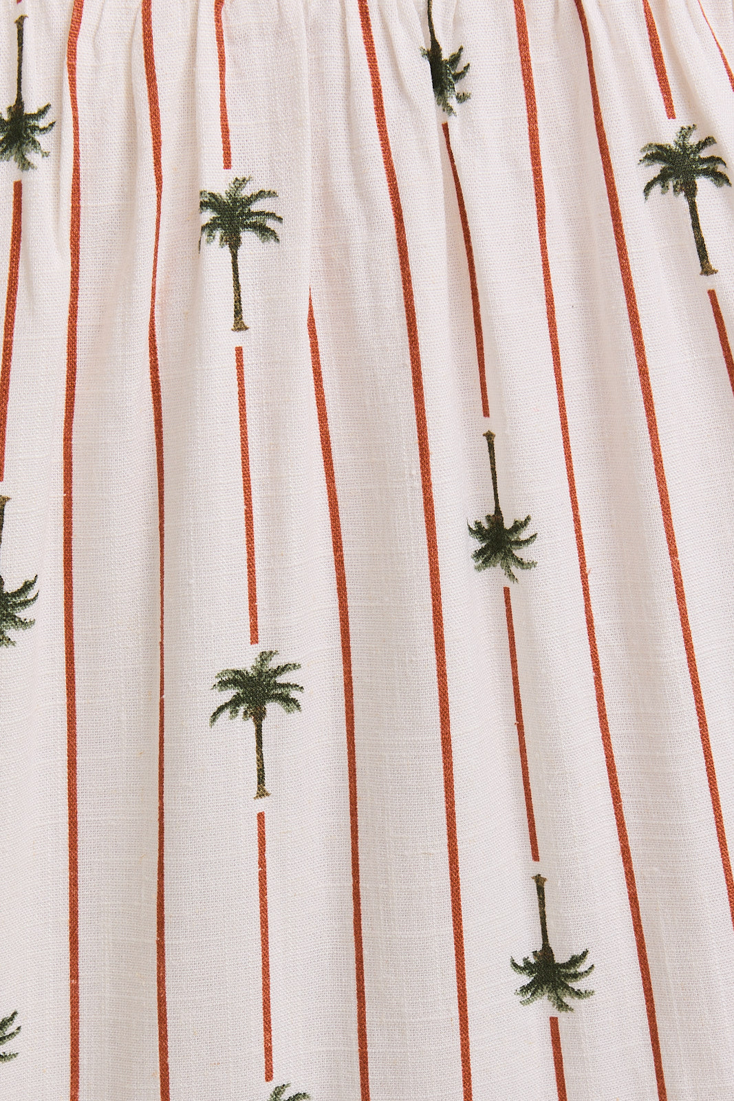 Palm Tree Sleeveless Linen Print Smocked Maxi Dress