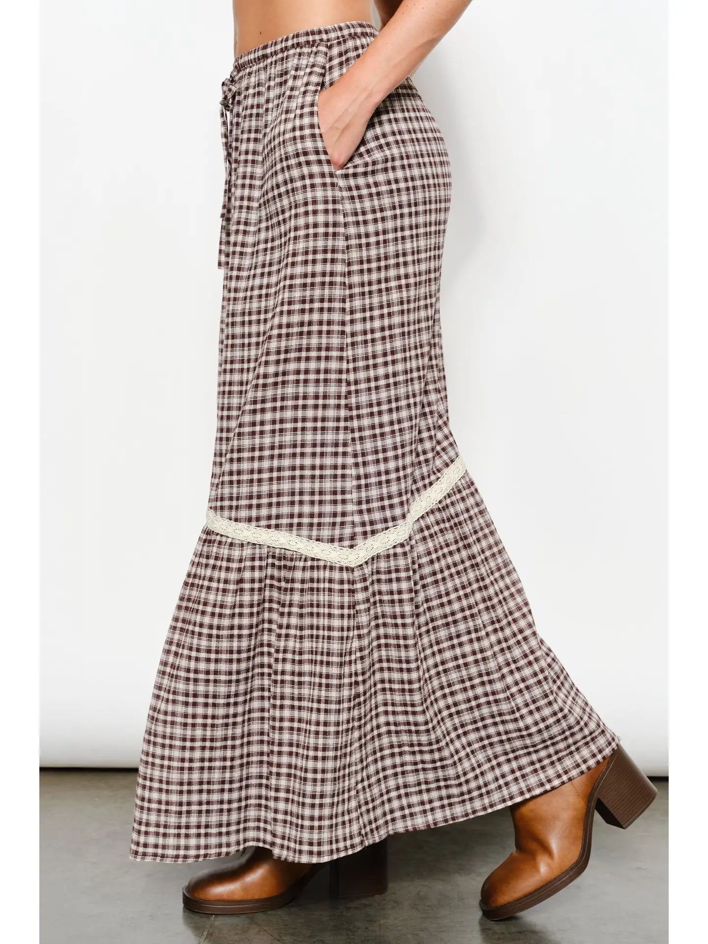 Ellis Plaid Maxi Skirt – Boho Layers, Vintage Whimsy