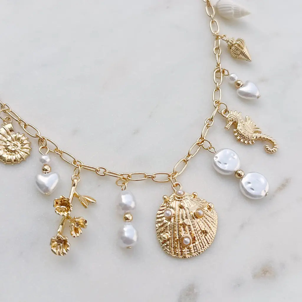 Gold & Shell Charm Necklace