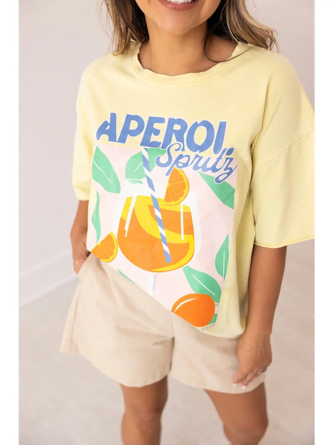 Aperol Spritz On Yellow Relaxed Fit Tee