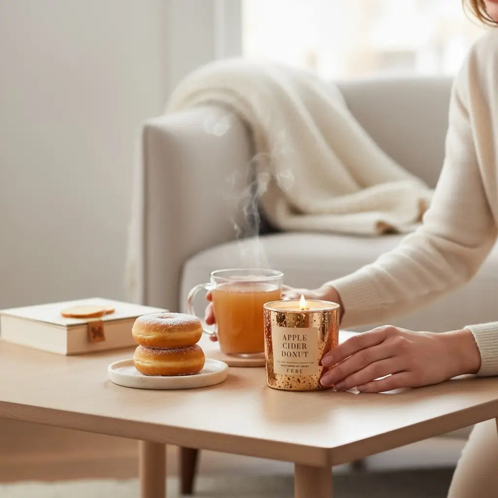 Apple Cider Donut- Sugared Donut 10oz Gold Glass Candle