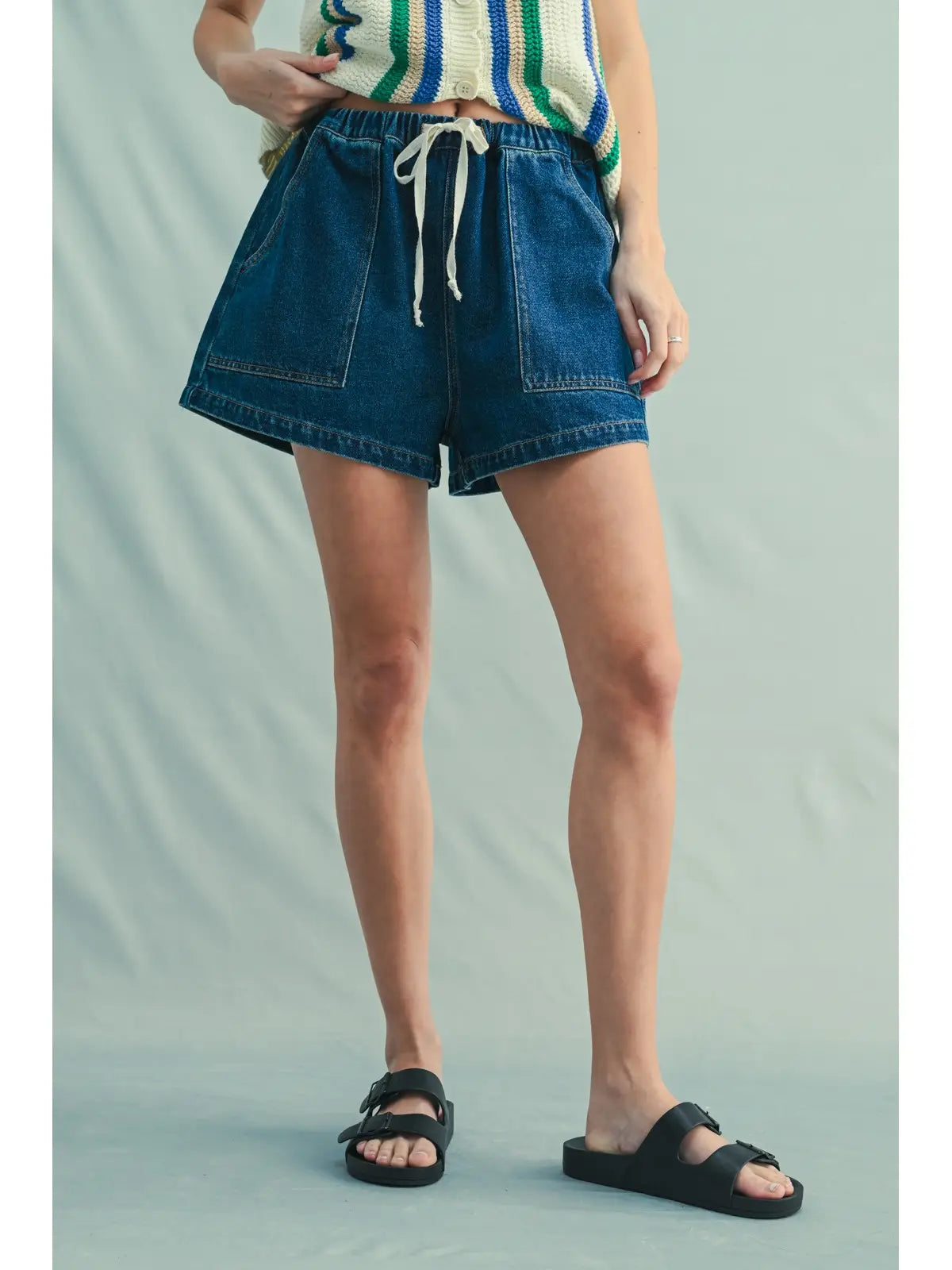 Denim Shorts with Drawstring