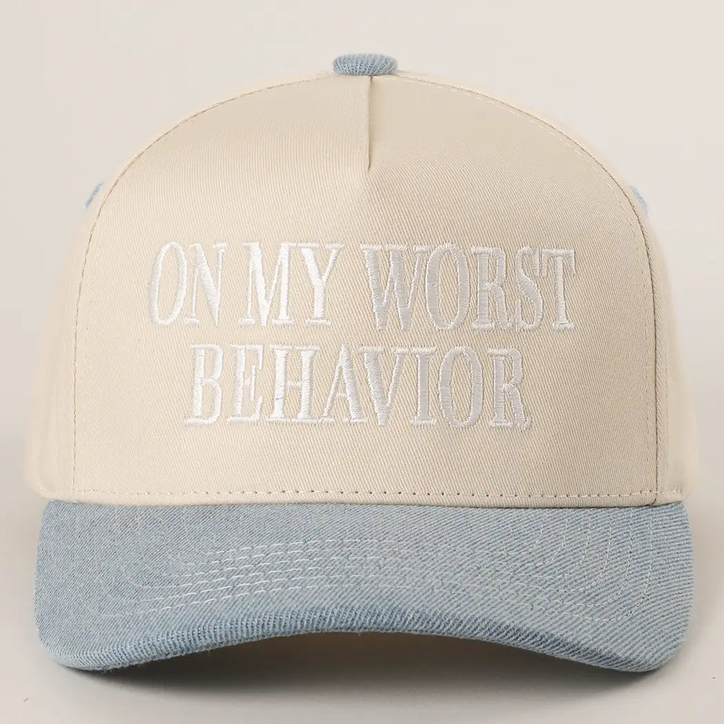 On My Worst Behavior Embroidered Trucker Hat