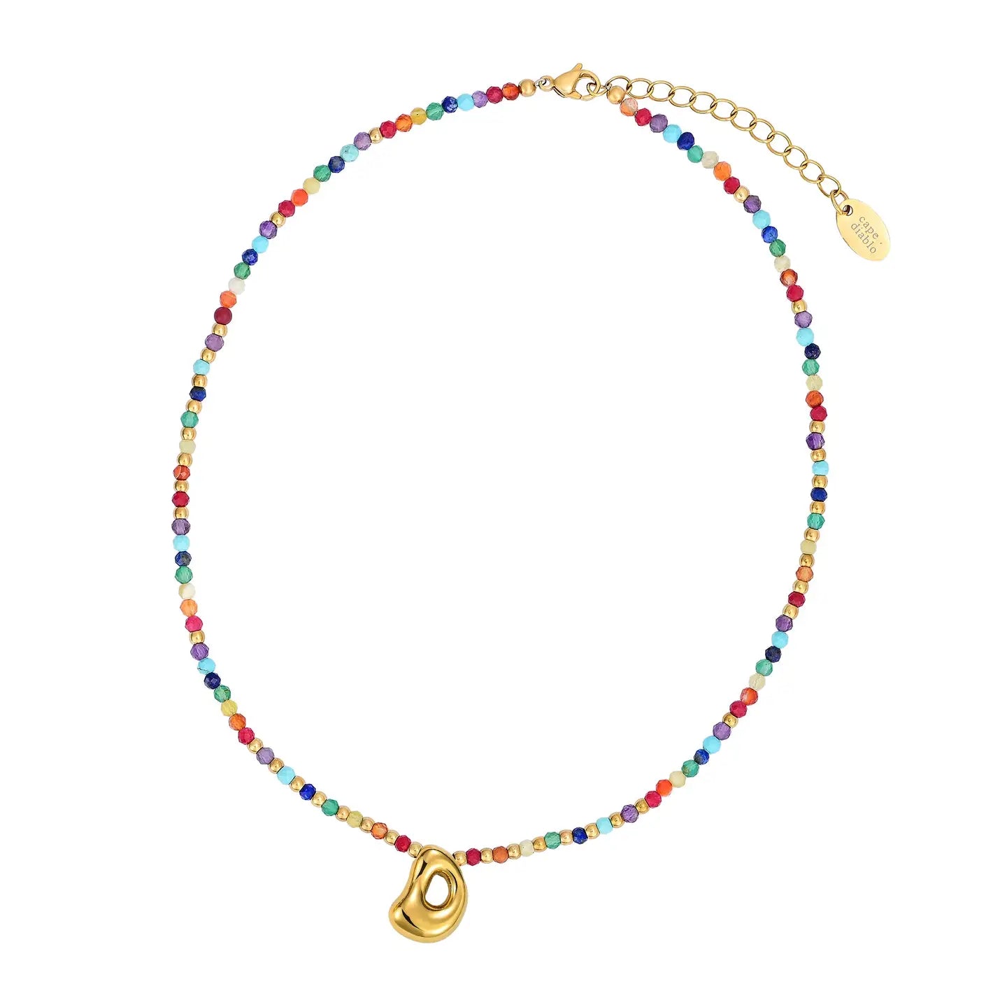 Rainbow Bubble Letter Initial Necklace
