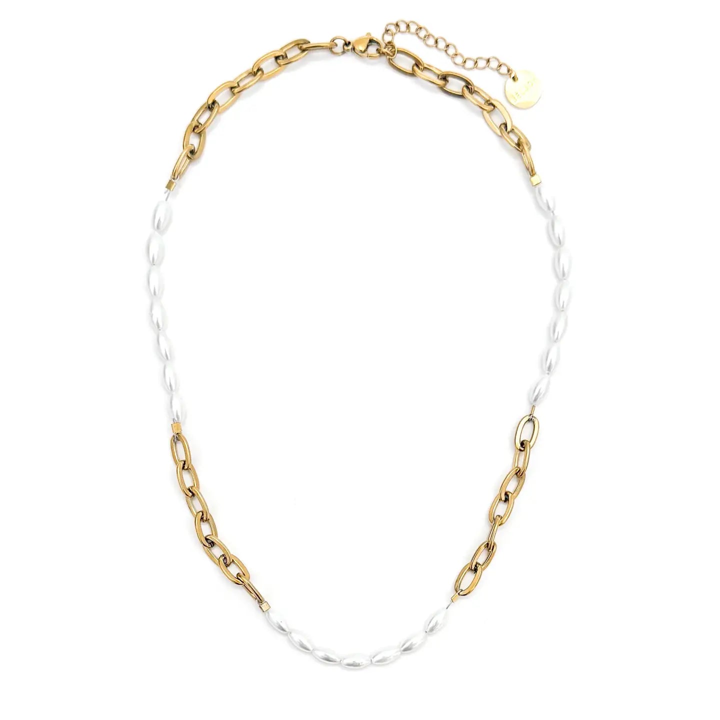 Amaya Beaded Pearl Chain Necklace