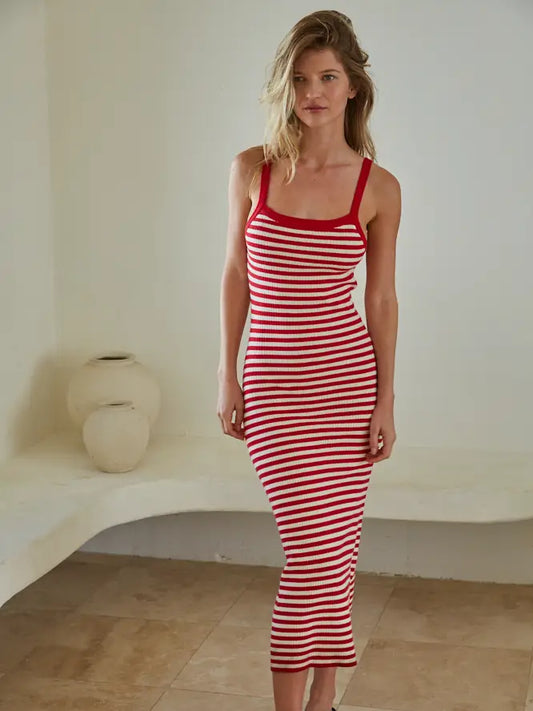 Knit Sweater Viscose Polyester Nylon Striped Dress