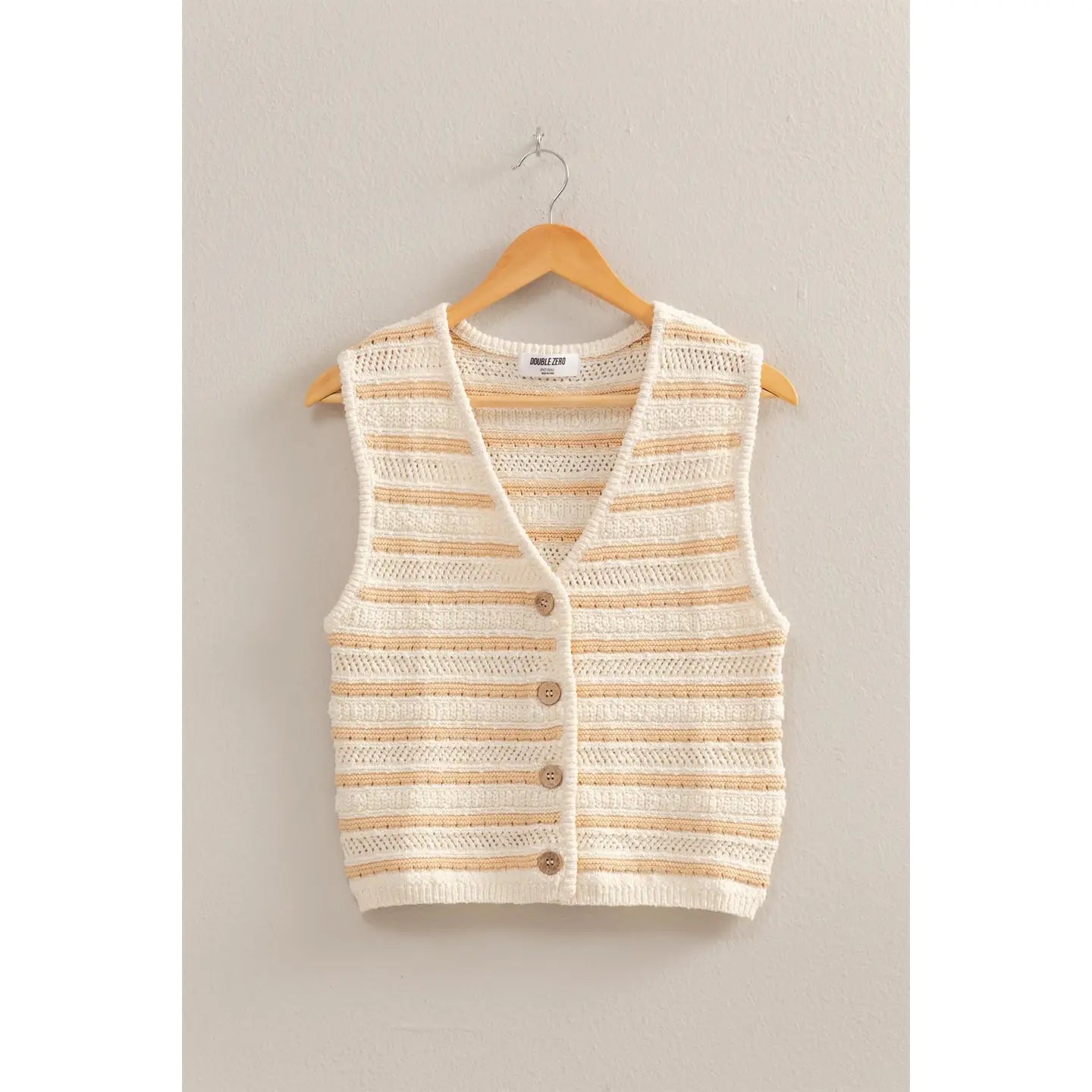 Striped Buttoned Sleeveless Ves