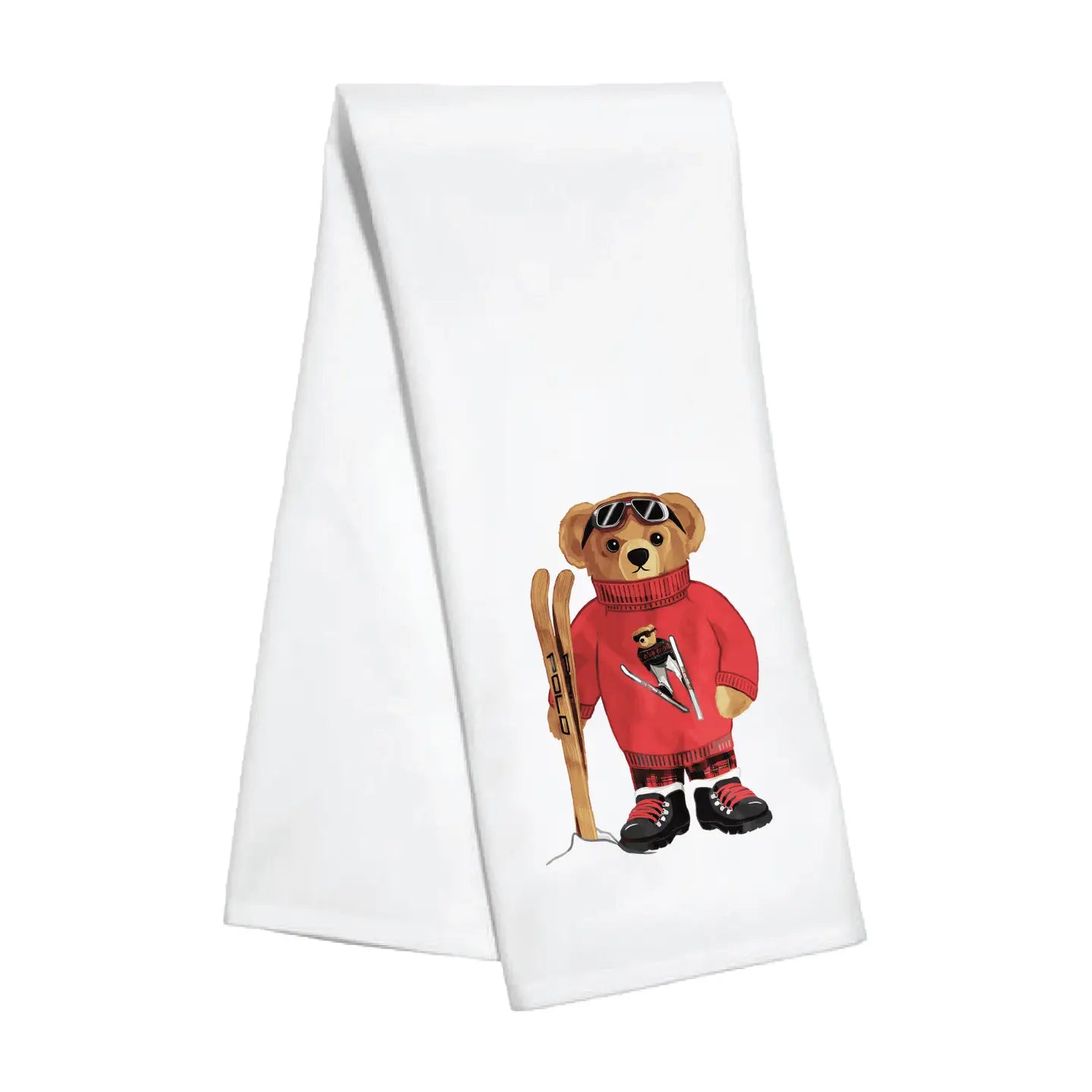 Kitchen Towel - Red Ski Bear