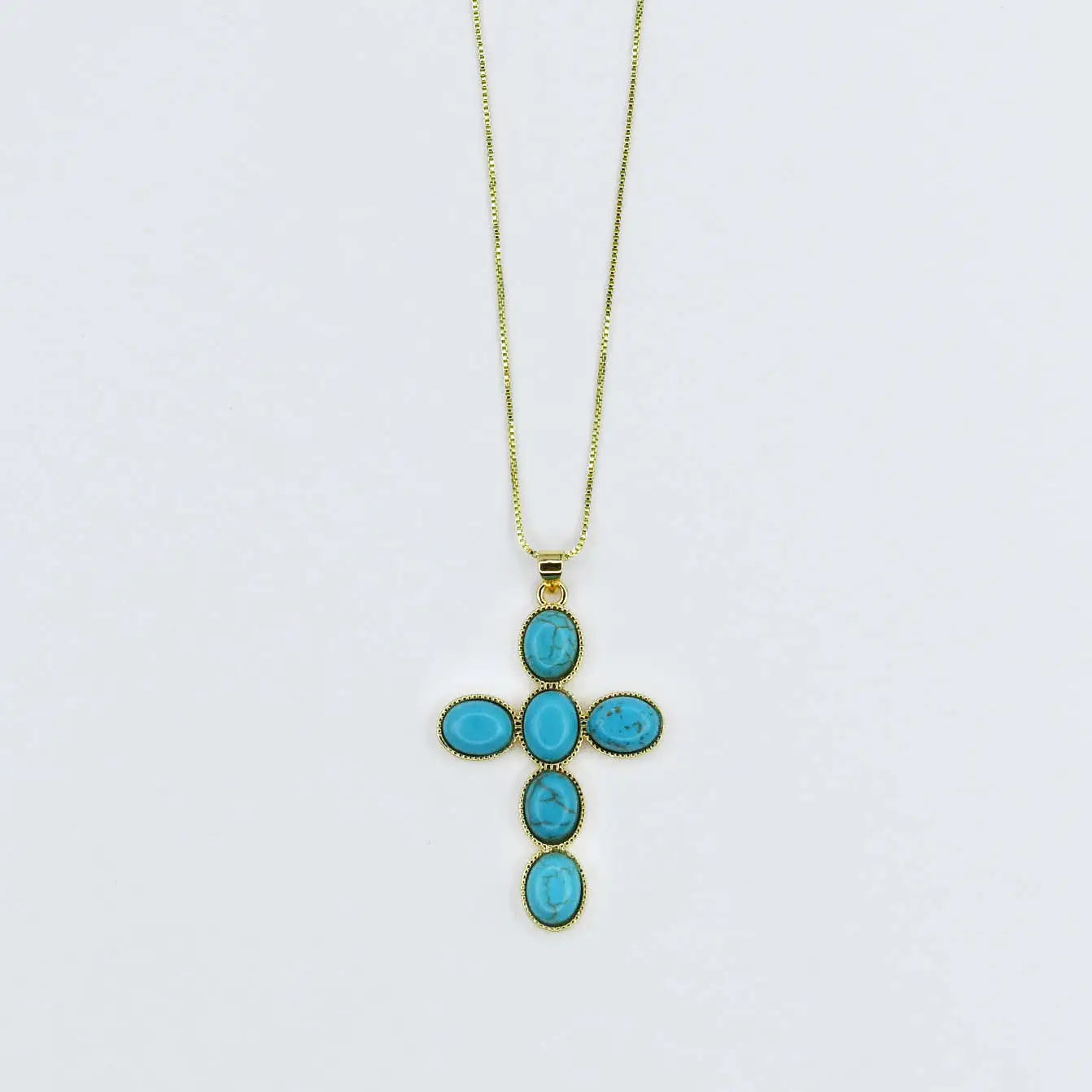 Turquoise Faith Cross Gold Necklace
