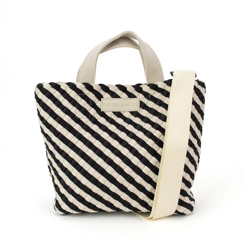 Hampton Mini Woven Tote in Black Parker & Hyde