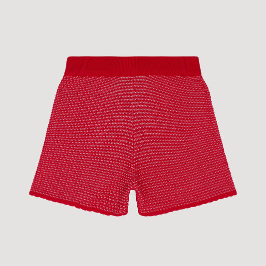 Red Scalloped Shorts Ell & Emm