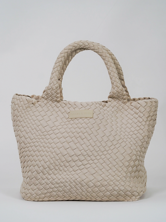 Bone Woven Tote - Parker and Hyde