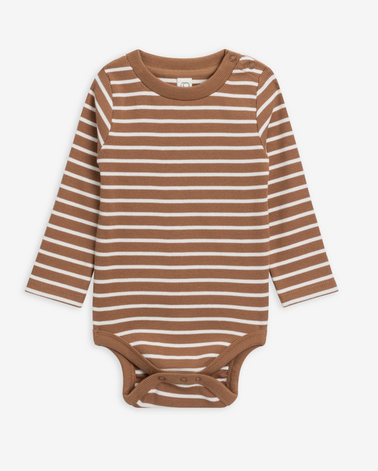 Organic Baby Sammy Ribbed Long Sleeve Bodysuit - Luka Stripe