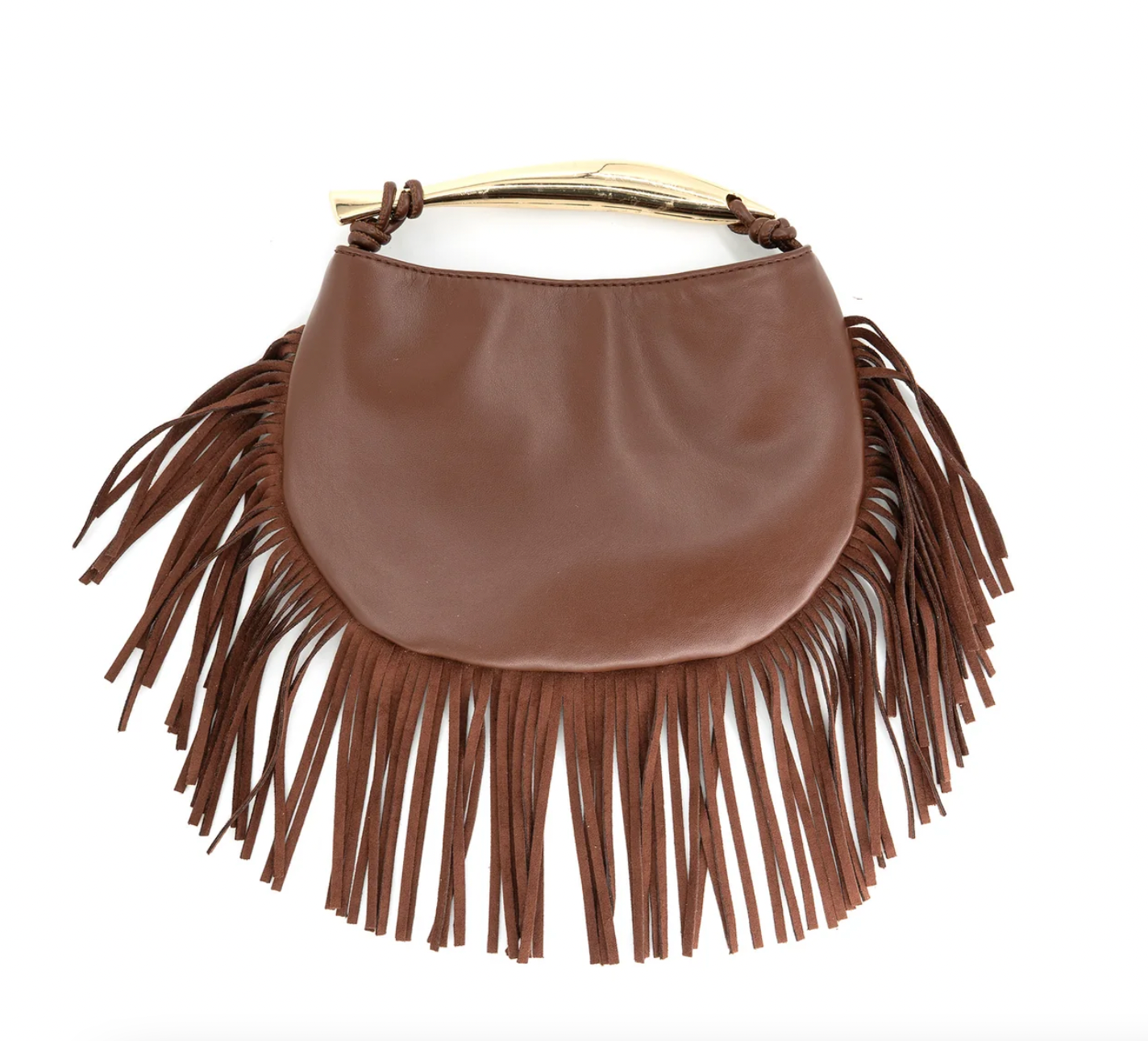 Chocolate Fringe Top Handle Bag