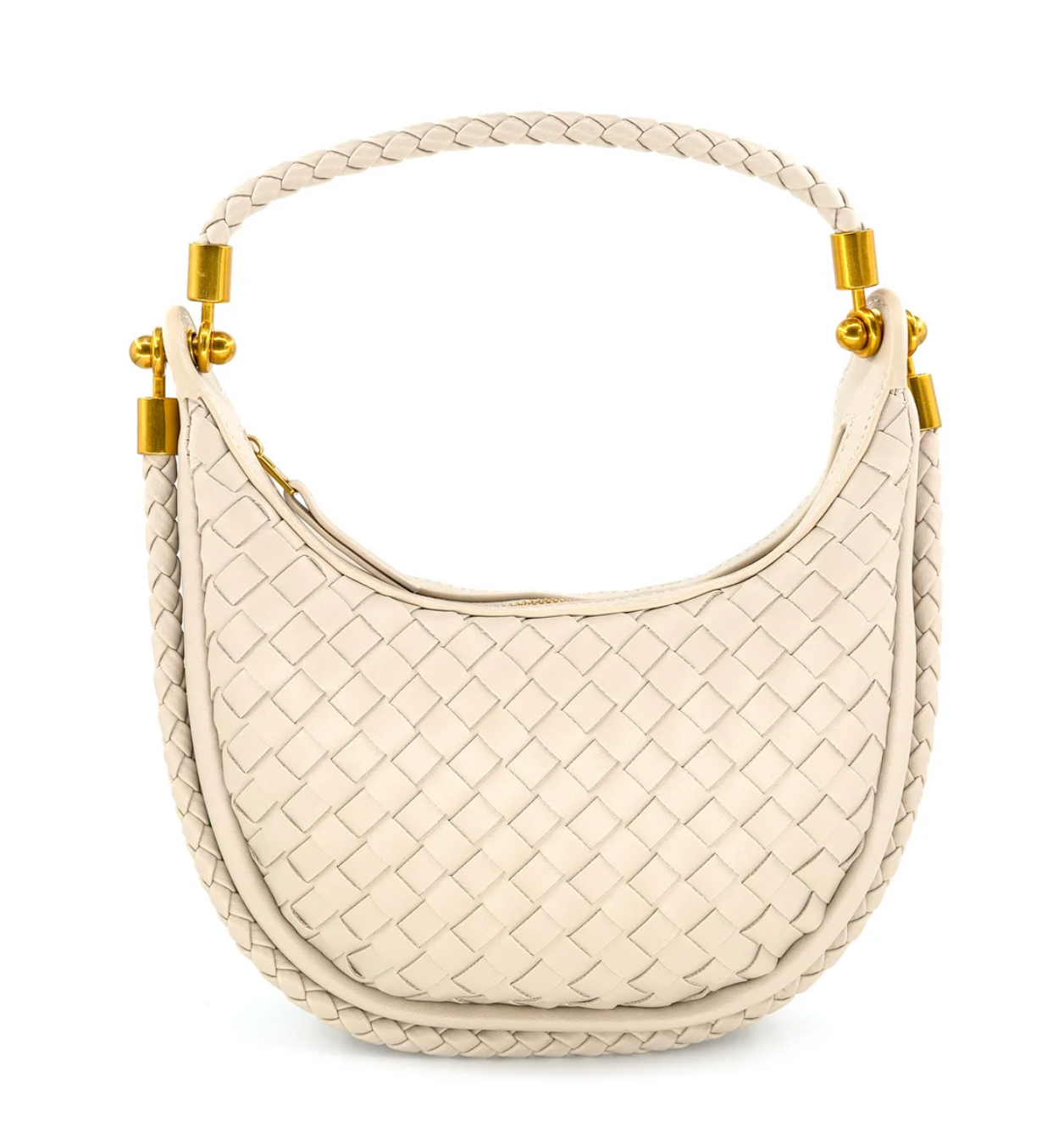 Mini Beige Woven Hobo Bag