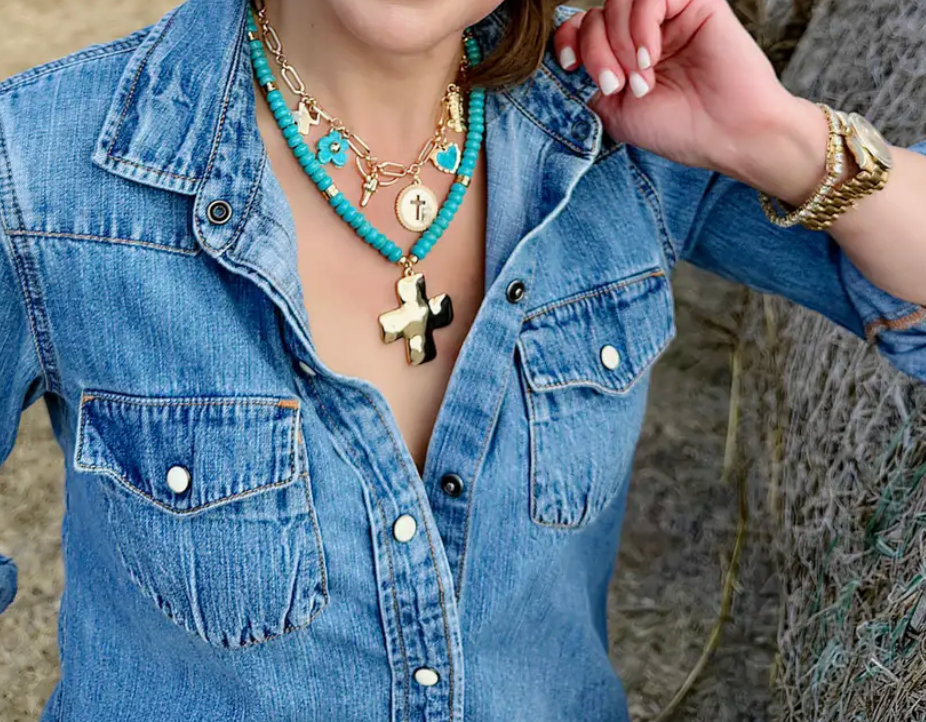 Las Cruces Beaded Necklace in Turquoise