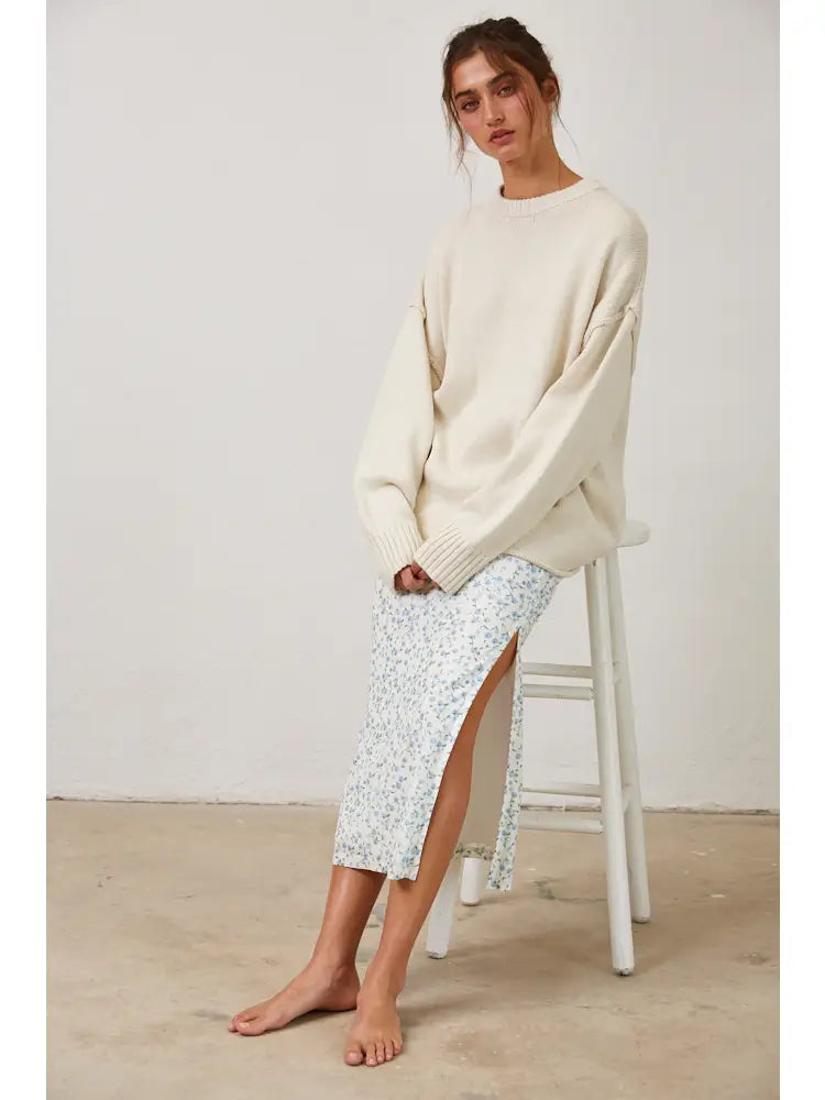 Relaxed Boyfriend Fit Crew Neck Sweater