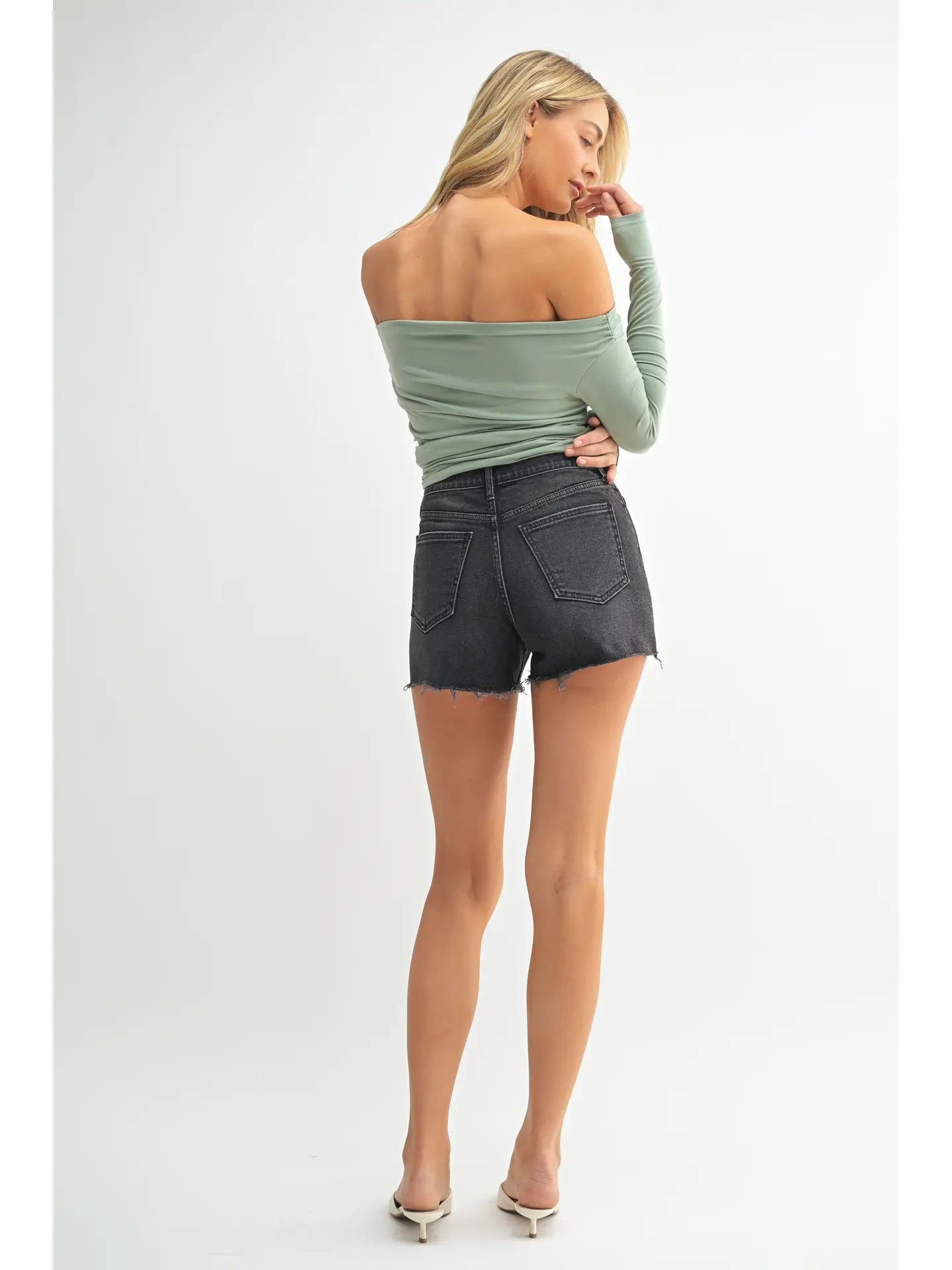 Black Denim Soft & Stretchy High Rise Short