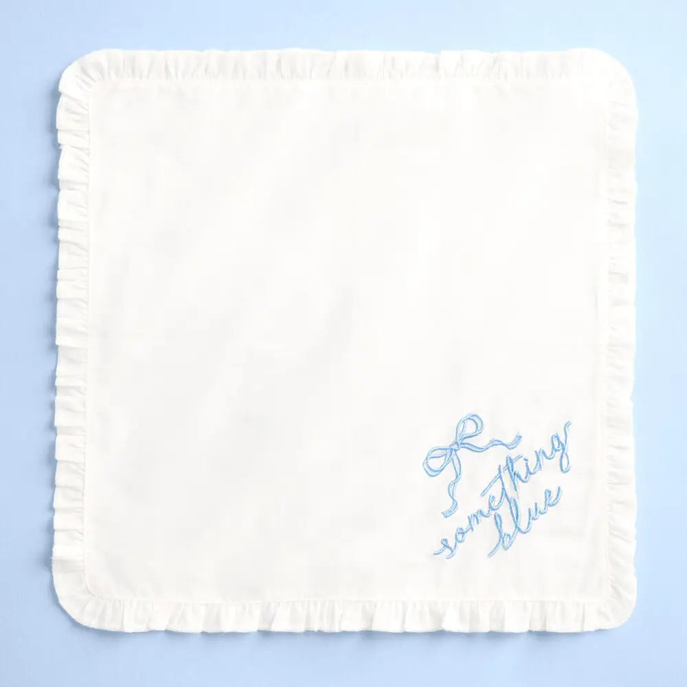 Something Blue Hanky - Embroidered Handkerchief, Bride Wedding Gift