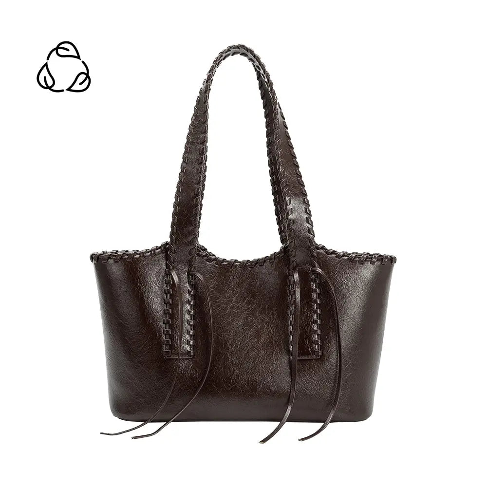 Phoebe Espresso Recycled Vegan Shoulder Bag - Melie Bianco