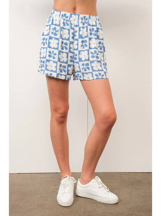 Floral Checkered Shorts