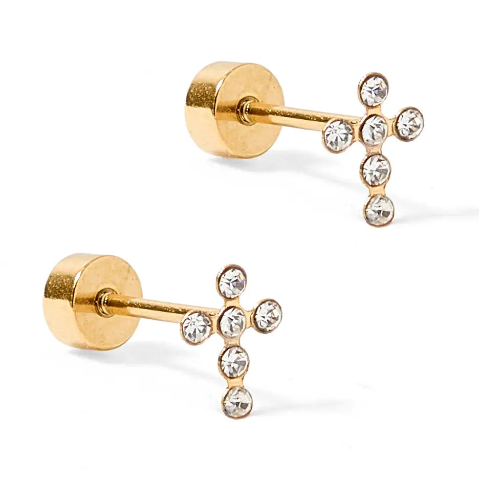 Screwback Stud Earrings - Clara Cross