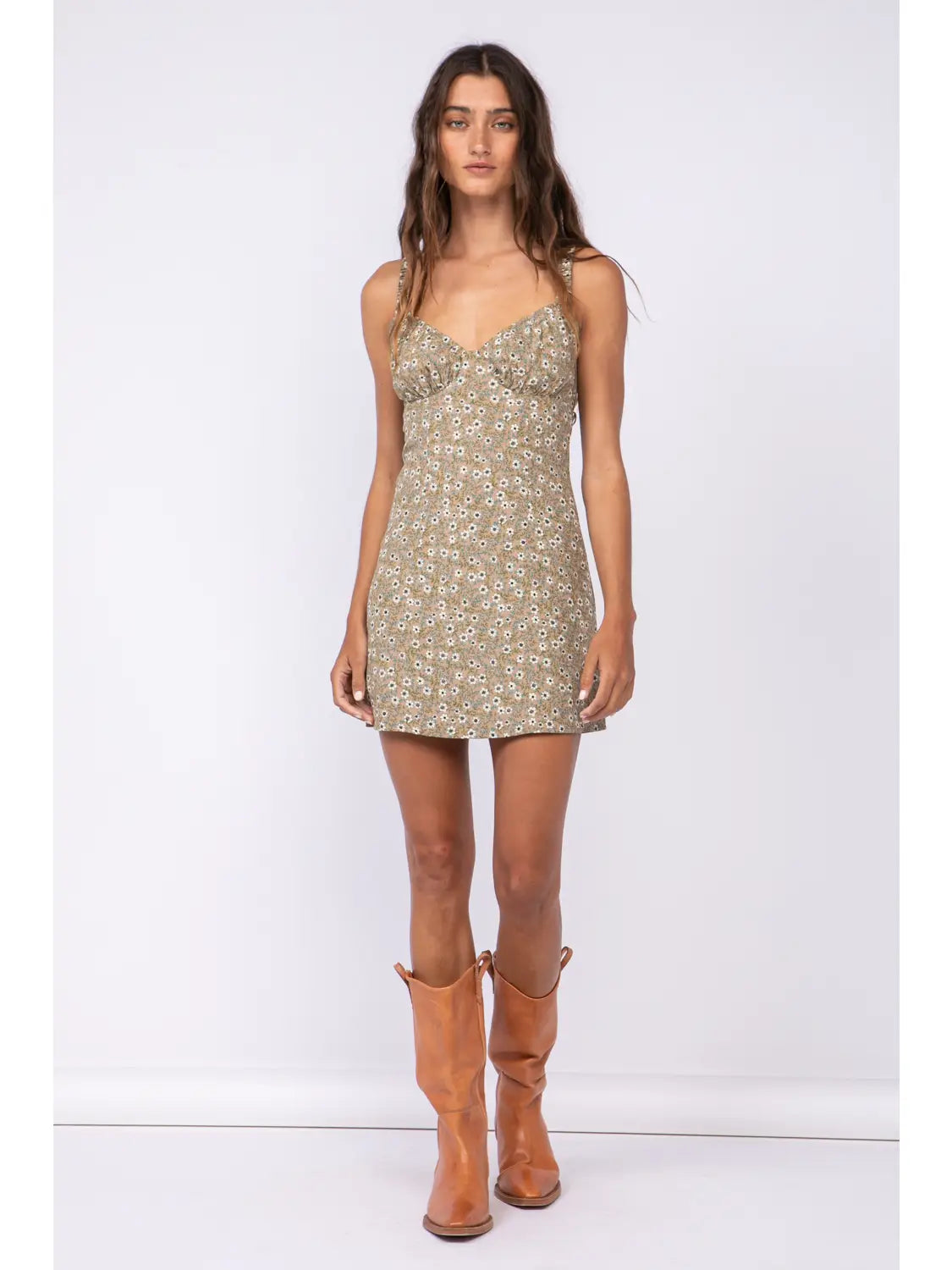 Floral Smocked Band Strap Open Back Mini Dress