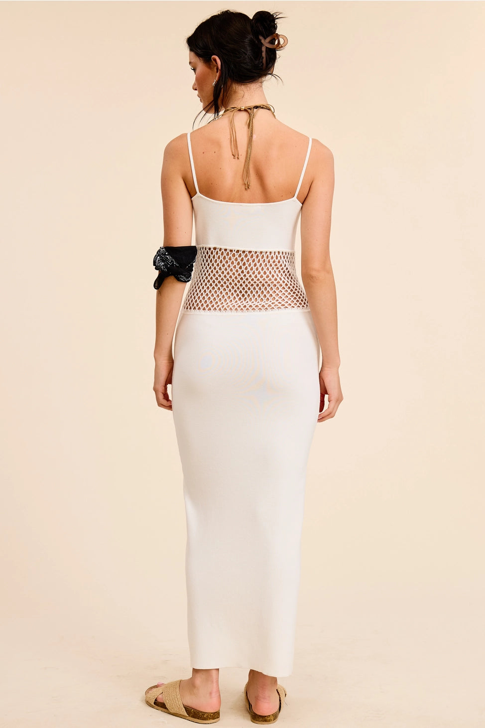 Macrame Mesh Slim Fit Maxi Dress