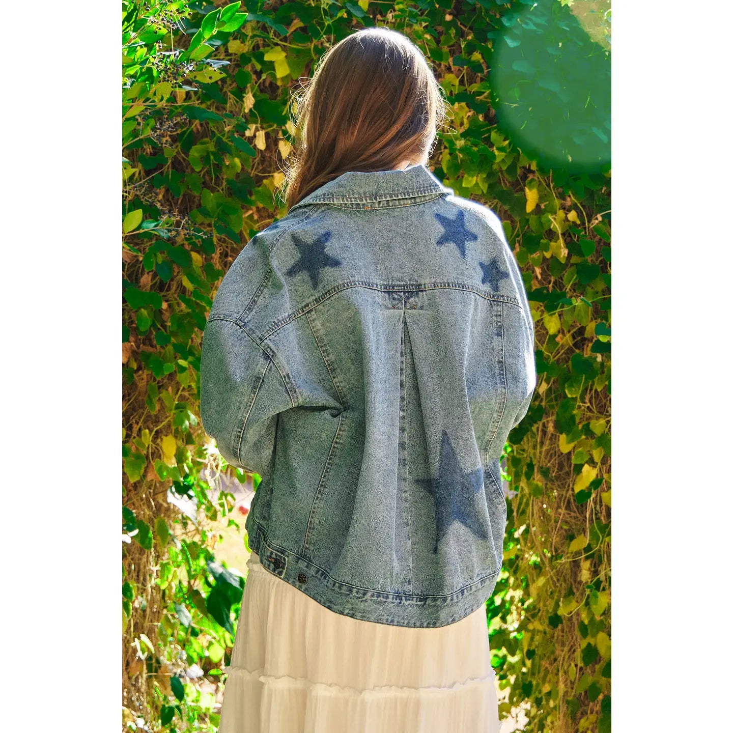 Star Shadow Patch Oversized Denim Jacket