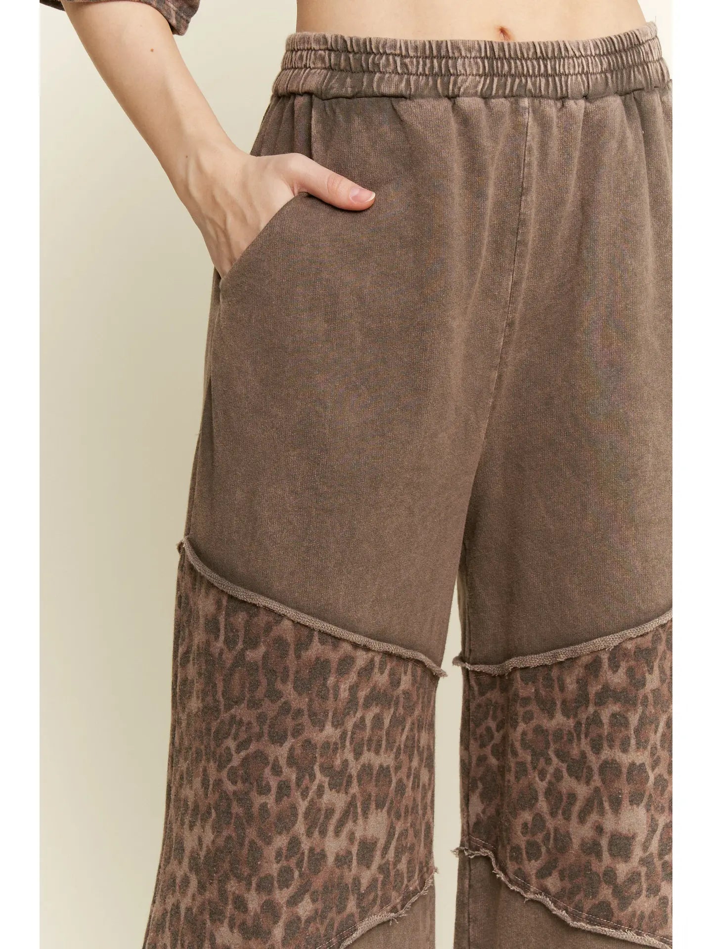 Mineralwashed Leopard Asymmetrical Tier Pants