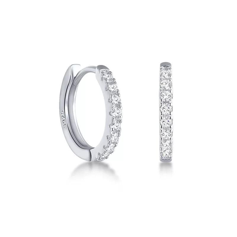 Silver Pave Huggies