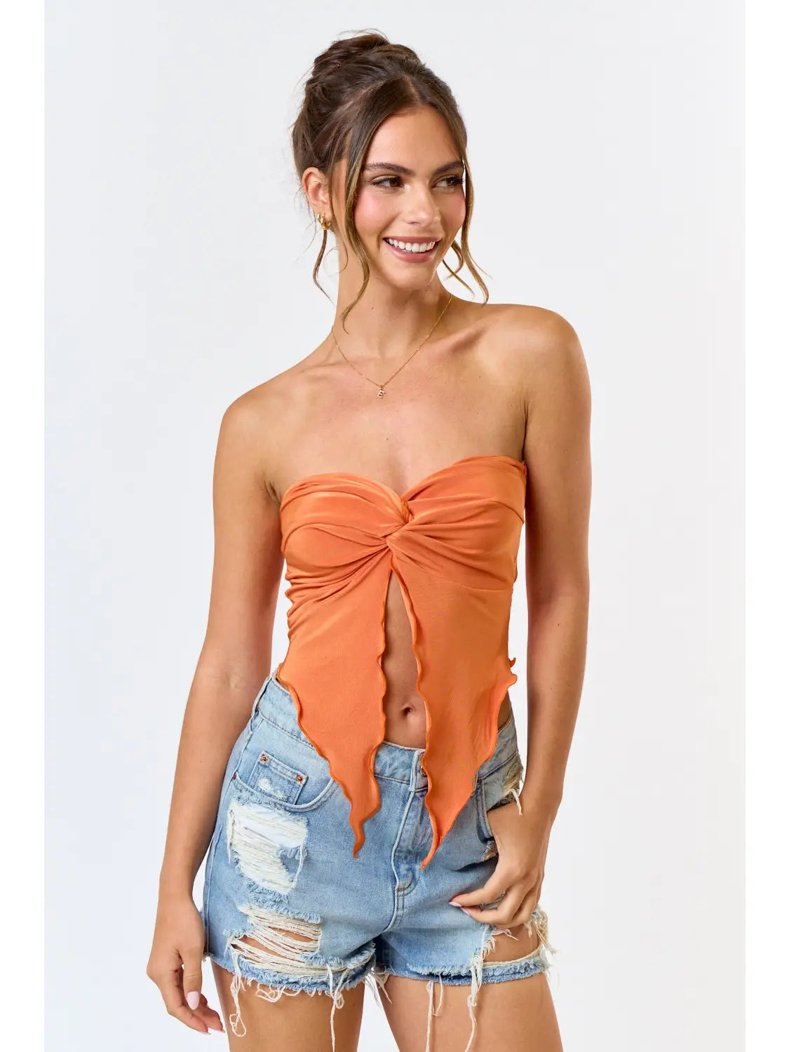 Satin Front Twist Tube Top