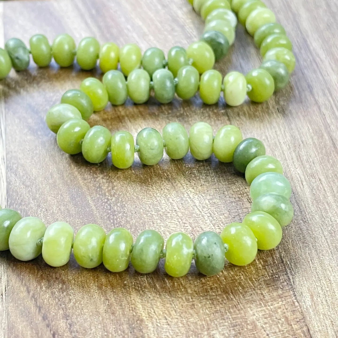 Green Jadeite Hand Knotted Beaded Necklace