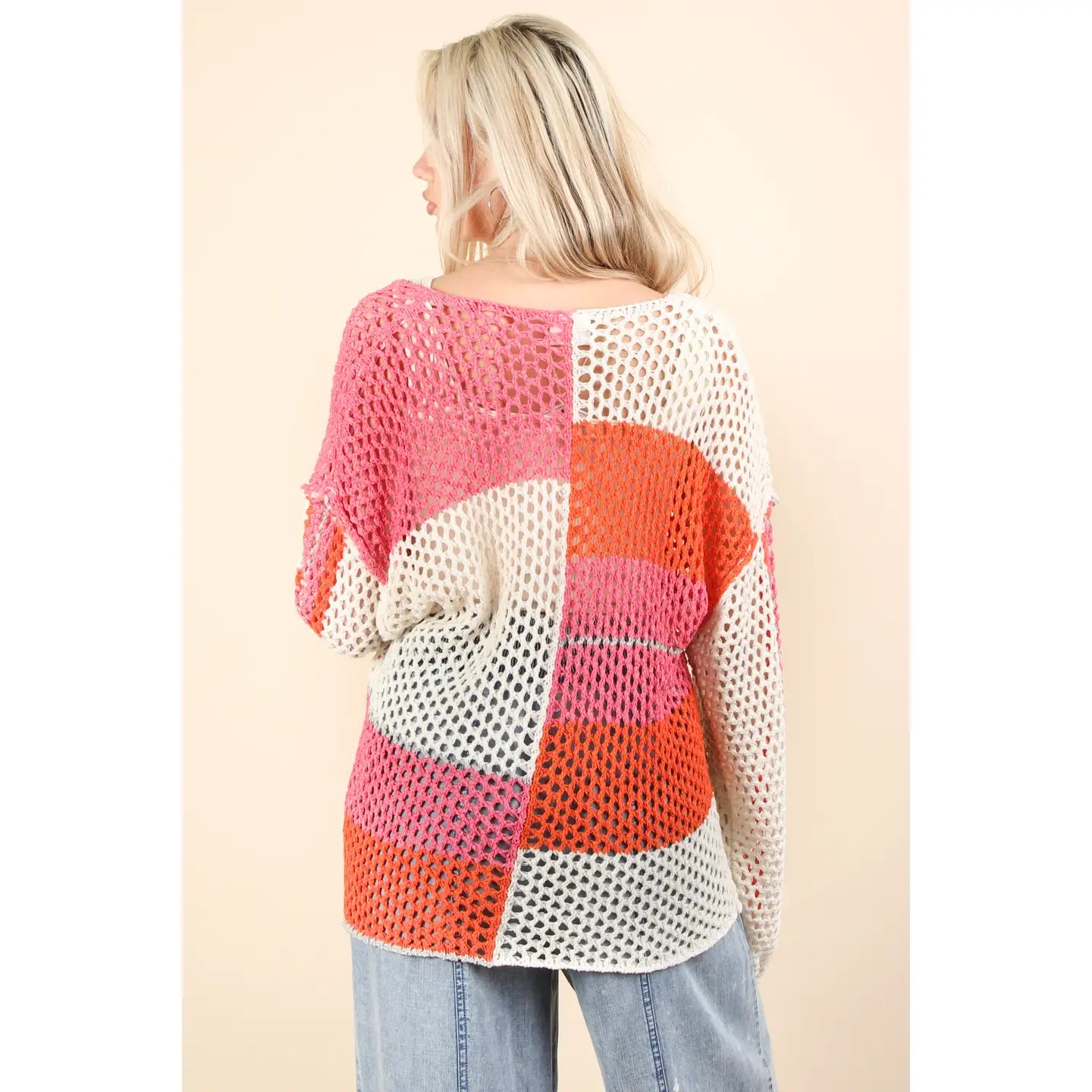 Color Block Oversized Summer Knit Sweater Top