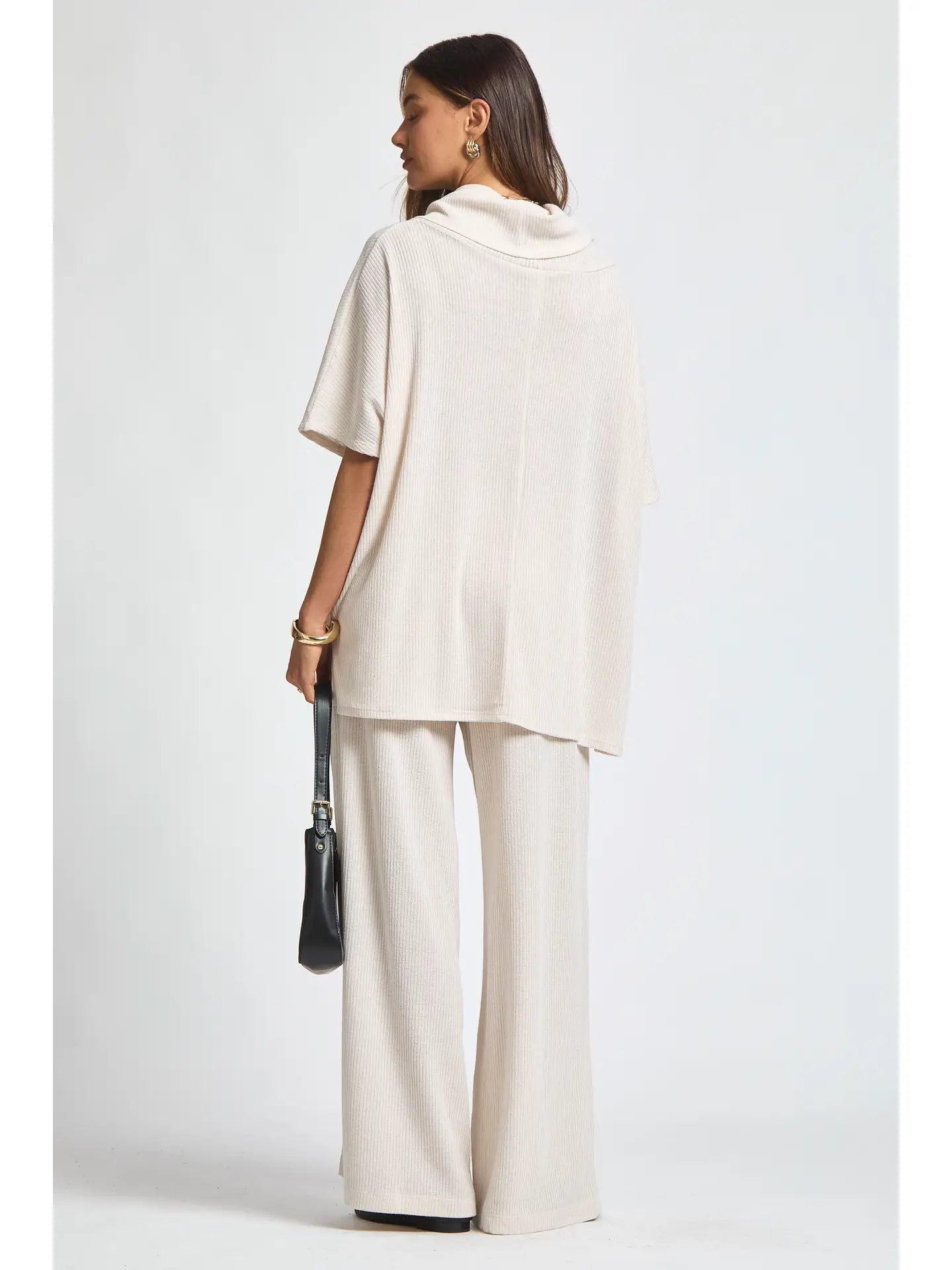 Cowl Neck Top + Relaxed Pants 2 Piece Set