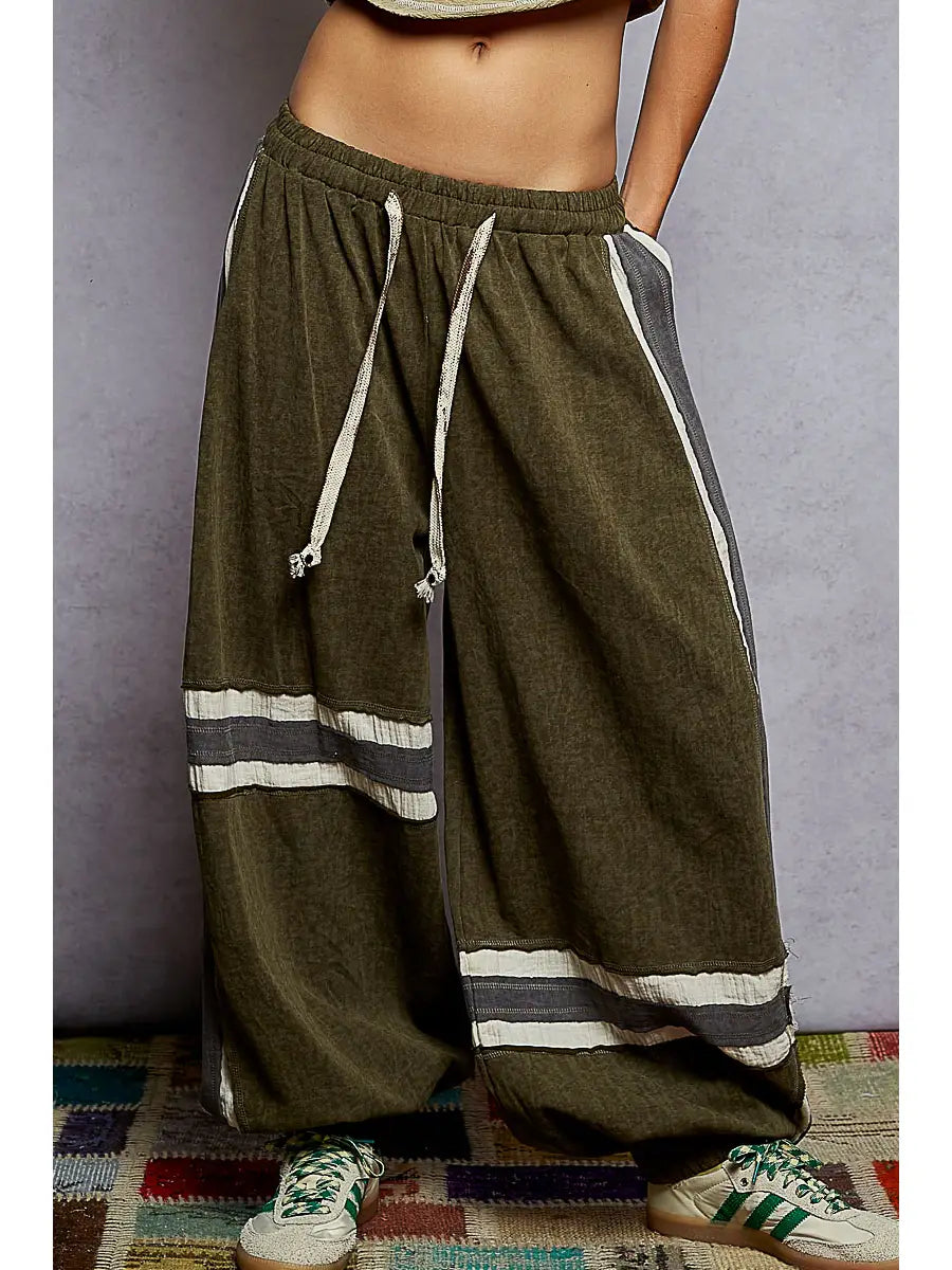 Vintage Washing Overlock Stitch Point Jogger Pants