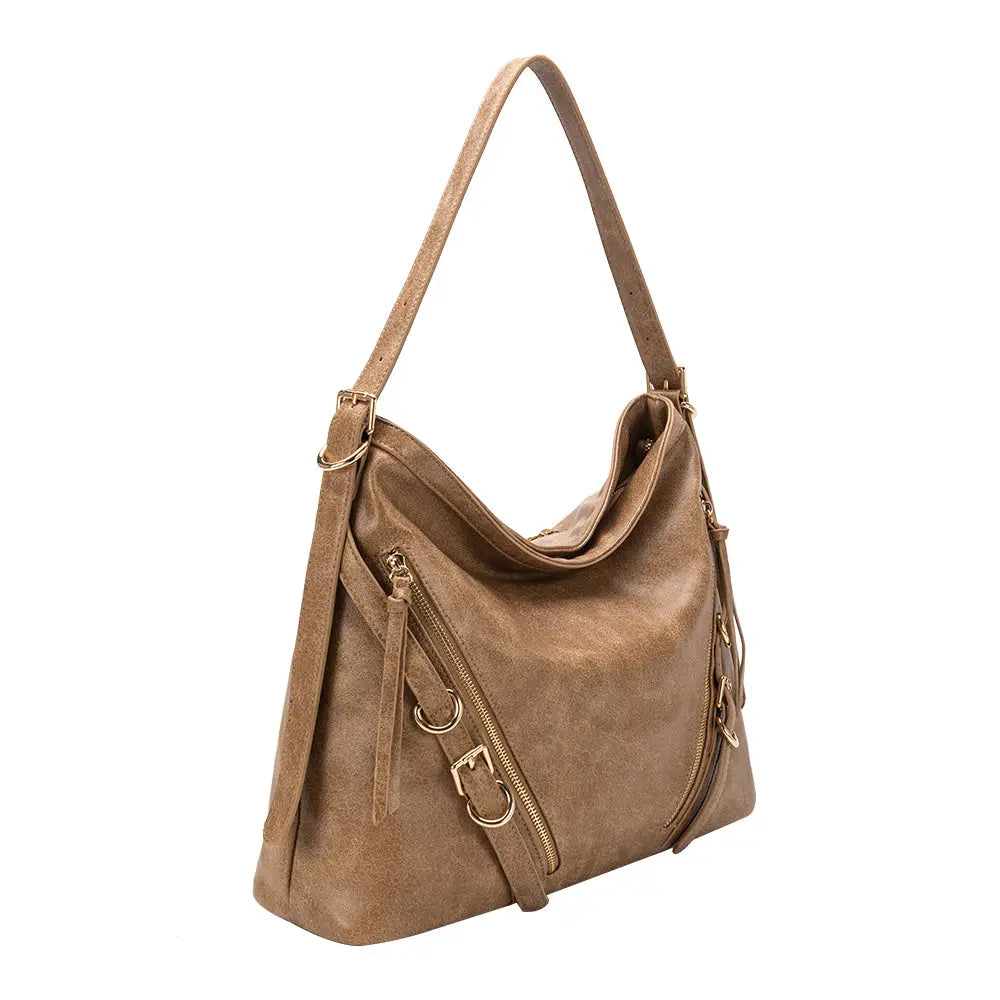 Sloane Tan Recycled Vegan Shoulder Bag - Melie Bianco
