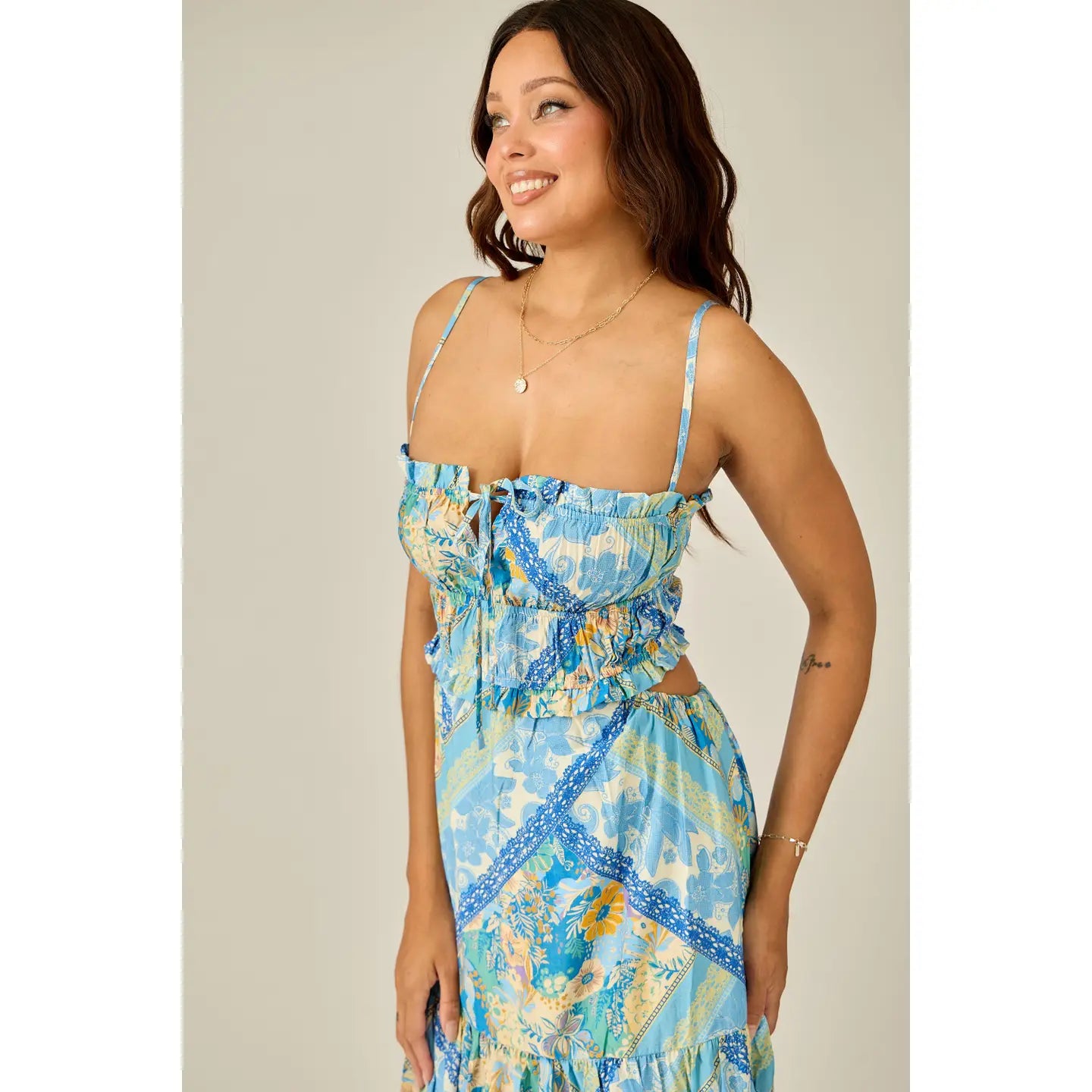 Blue Breeze Patchwork Maxi Dress