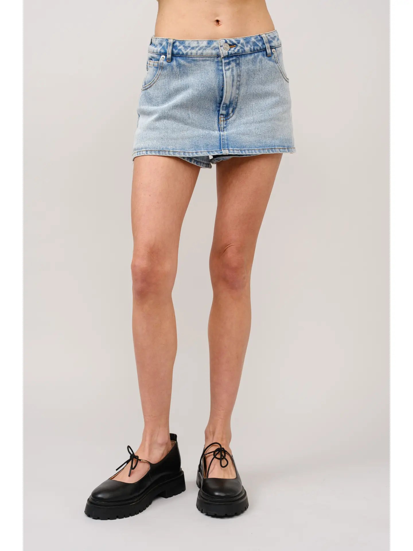 Low Mid Rise Micro Mini Denim Skort