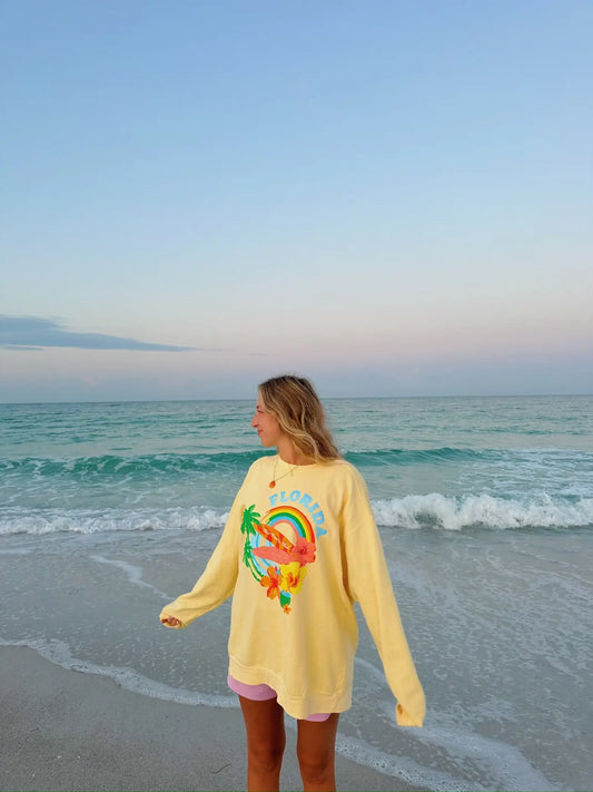 Florida Crewneck (Pastel Yellow) - The Beach Club
