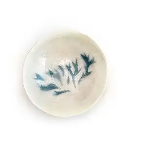 3.5" Round Capiz Bowl Coral Design (Blue/Natural)