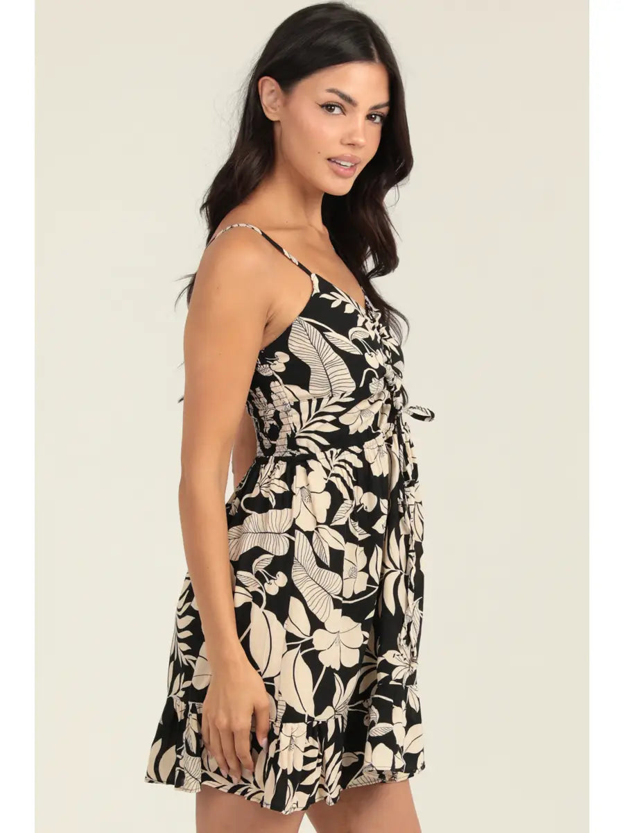 Adjustable Tie Front Peek A Boo Sundress