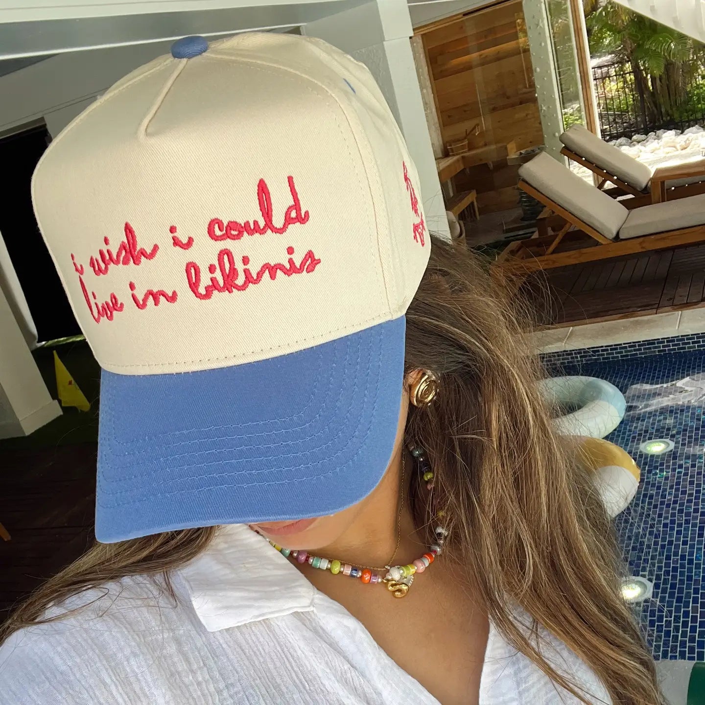 I Wish I Could Live in Bikinis - Periwinkle Vintage Hat